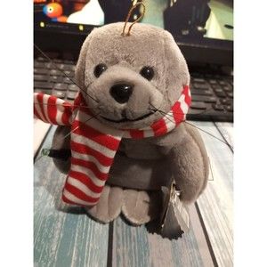 1997 Coca-Cola Bean Bag Filled Seal Wearing Scarf Vintage Plush w/Bottle NWT 8’